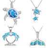 Fashion silver filled blue opal sea turtle pendant necklace for women female Animal wedding ocean beach jewellery gift